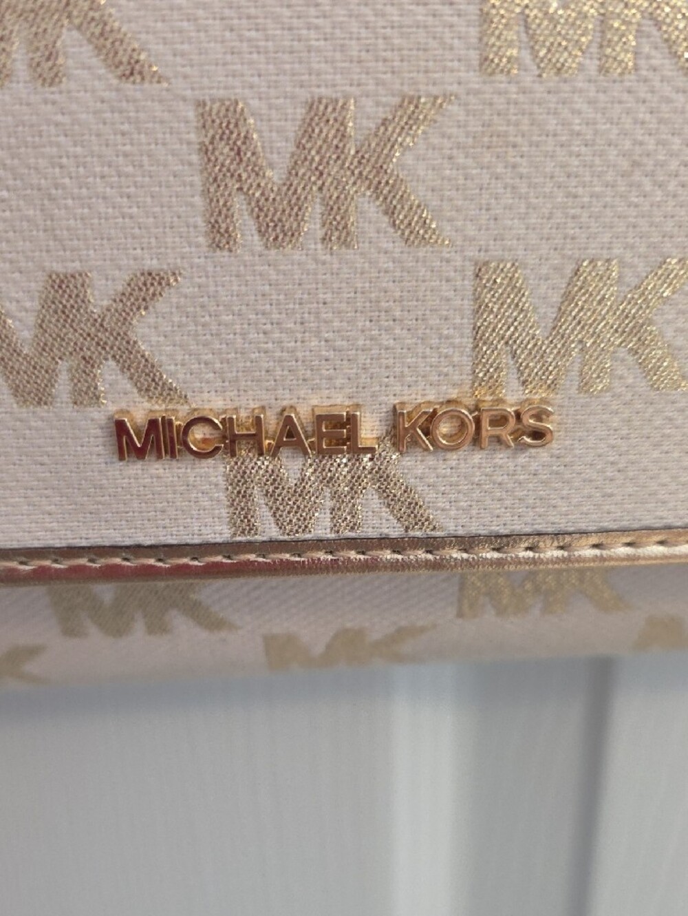 Michael Kors Beige Cream MK Logo Crossbody Bag - Picture 5 of 9
